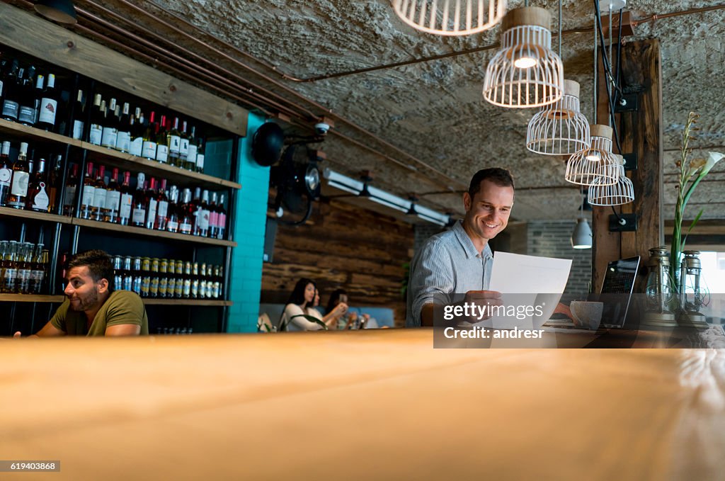 Business man managing a restaurant