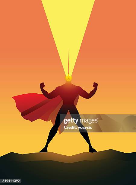 superhero shooting heat vision - target practice stock illustrations