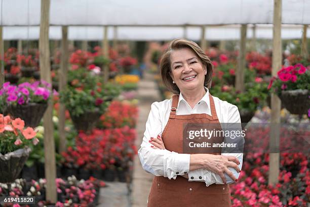 adult woman working at a greenhouse - columbian stock pictures, royalty-free photos & images