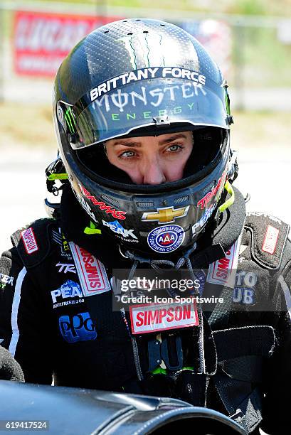 June 2016 | Brittany Force John Force Racing NHRA Top Fuel Dragster at the Thunder Valley Nationals at Bristol Motor Speedway in Bristol, Tennessee.