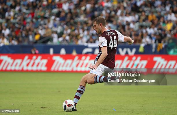 Axel Sjoberg of Colorado Rapids passes from his defensive position during leg one of the Audi 2016 MLS Cup Playoff Western Conference Semfinal...