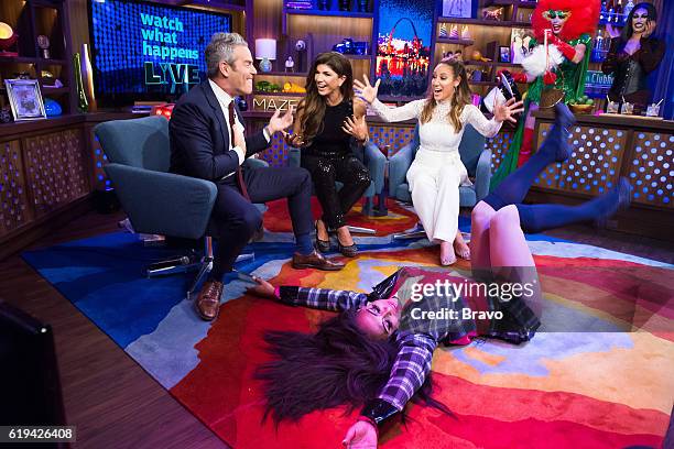 Pictured : Andy Cohen, Teresa Giudice, Melissa Gorga and drag queen Shangela --