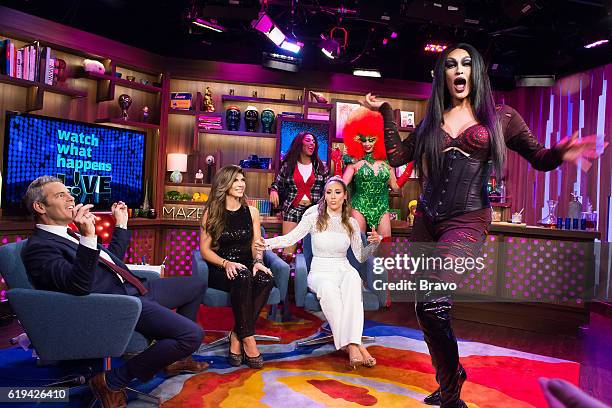 Pictured : Andy Cohen, Teresa Giudice, Melissa Gorga and Drag queen Tatiana --