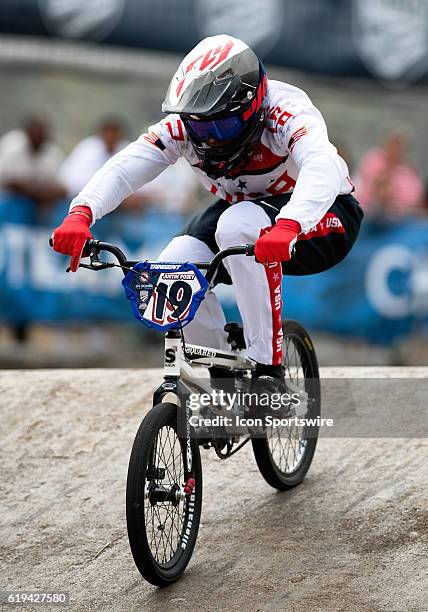 Dans Comps Justin Posey barrels down the first straight during USA BMX's Olympic Trials at the US Olympic Training Center in Chula Vista, Calif.