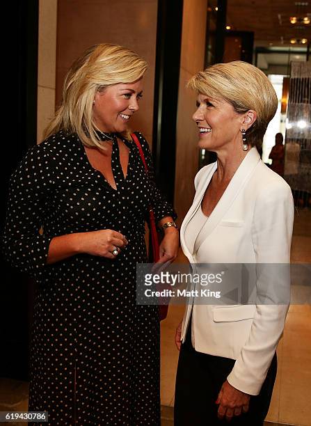 Samantha Armytage and Julie Bishop attend the launch of Carolyn Hartz's new cookbook 'Sugar Free Baking' at Grand Hyatt Melbourne on October 31, 2016...