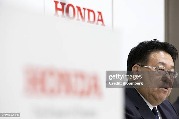 Seiji Kuraishi, executive vice president of Honda Motor Co., speaks during a news conference at the company's headquarters in Tokyo, Japan, on...