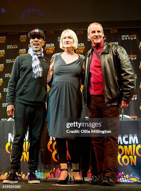 Chris Barrie, Hattie Hayridge and Danny John-Jules of Red Dwarf onstage talking about the show during day 3 of the MCM London Comic Con at ExCel on...