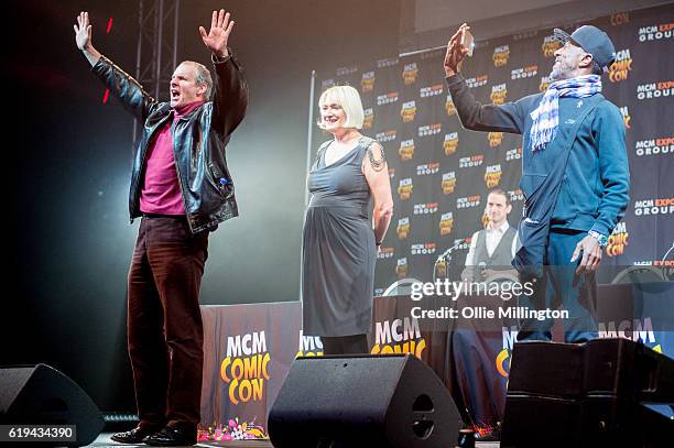 Chris Barrie, Hattie Hayridge and Danny John-Jules of Red Dwarf onstage talking about the show during day 3 of the MCM London Comic Con at ExCel on...