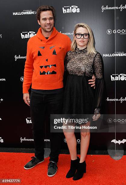 David Walton and Majandra Delfino attend the GOOD+ Foundation's 1st Halloween Bash at Sunset Gower Studios on October 30, 2016 in Hollywood,...