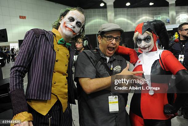 Cosplayers Jesse Oliva and Zoey Oliva with photographer Jody Cortes at day 3 of Stan Lee's Los Angeles Comic Con 2016 held at Los Angeles Convention...