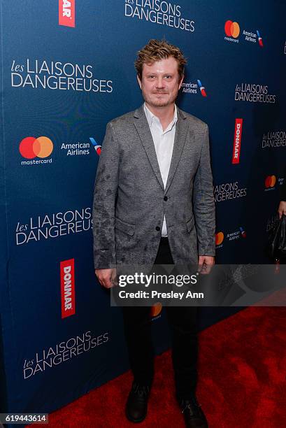 Guests attend "Les Liaisons Dangereuses" Opening Night - Arrivals & Curtain Call at Booth Theatre on October 30, 2016 in New York City.
