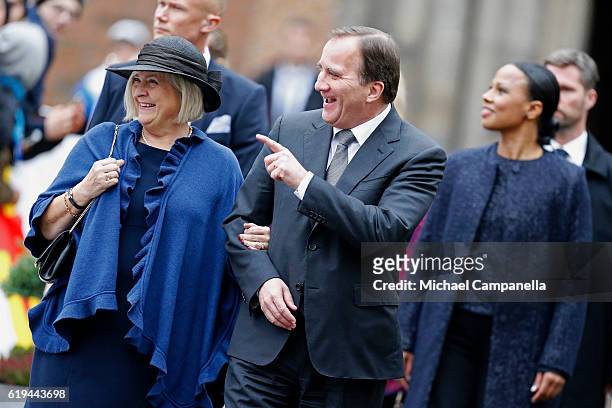 Swedish Prime Minister Stefan Lofven , his wife Ulla Lofven and Swedish Minister of Culture and Democracy Alice Bah Kuhnke arrive prior to Pope...