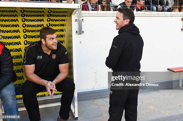 Andries Ferreira and Mike Ford Coach of Toulon during the French Top 14 between Toulon and Grenoble at Stade Mayol on October 29, 2016 in Toulon,...