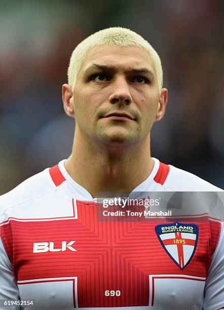 Ryan Hall of England during the Four Nations match between the England and New Zealand Kiwis at the John Smith's Stadium on October 29, 2016 in...