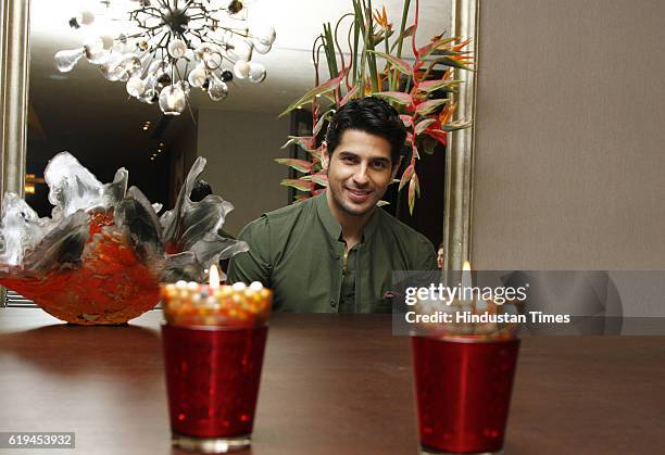 Bollywood actor Sidharth Malhotra posing for a profile shoot on the occasion of Diwali festival at Hotel Hyatt Regency on October 27, 2016 in New...