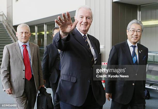 Japan - Craig Reedie , chairman of the International Olympic Committee's Evaluation Commission, leaves Narita airport near Tokyo on March 8 wrapping...