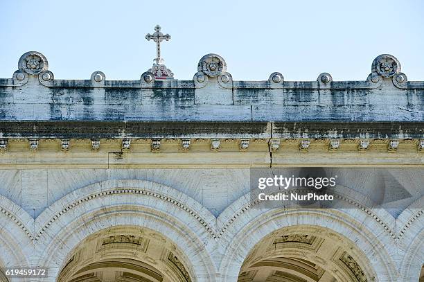 Cracks and ledges fallen in St Paul's Basilica in Rome following the earthquake. The basilica has been closed for verification and then reopened, at...