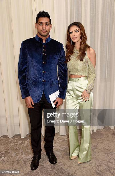 Amir Khan and Faryal Makhdoom attend the Daily Mirror Pride of Britain Awards in Partnership with TSB at The Grosvenor House Hotel on October 31,...