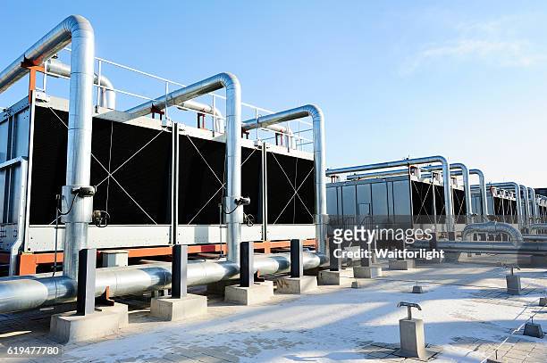 sets of cooling towers - chillar stock pictures, royalty-free photos & images