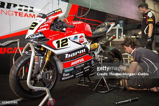October 29th 2016 Losail Circuit, Qatar. The Ducati bike of Xavi Fores who rides for Barni Racing Team during Superpole for the final round of the...