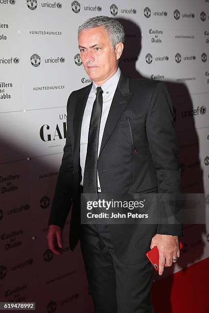 Manager Jose Mourinho of Manchester United arrives at the annual United for UNICEF dinner at Old Trafford on October 31, 2016 in Manchester, England.