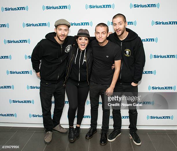 Kevin Bivona, Aimee Allen, Justin Bivona and Jesse Bivona of The Interrupters visit the SiriusXM Studio on October 31, 2016 in New York City.