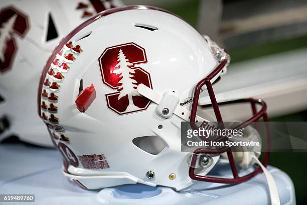 Stanford Cardinal helmet is shown during the NCAA football game between the Arizona Wildcats and the Stanford Cardinal on October 29 at Arizona...
