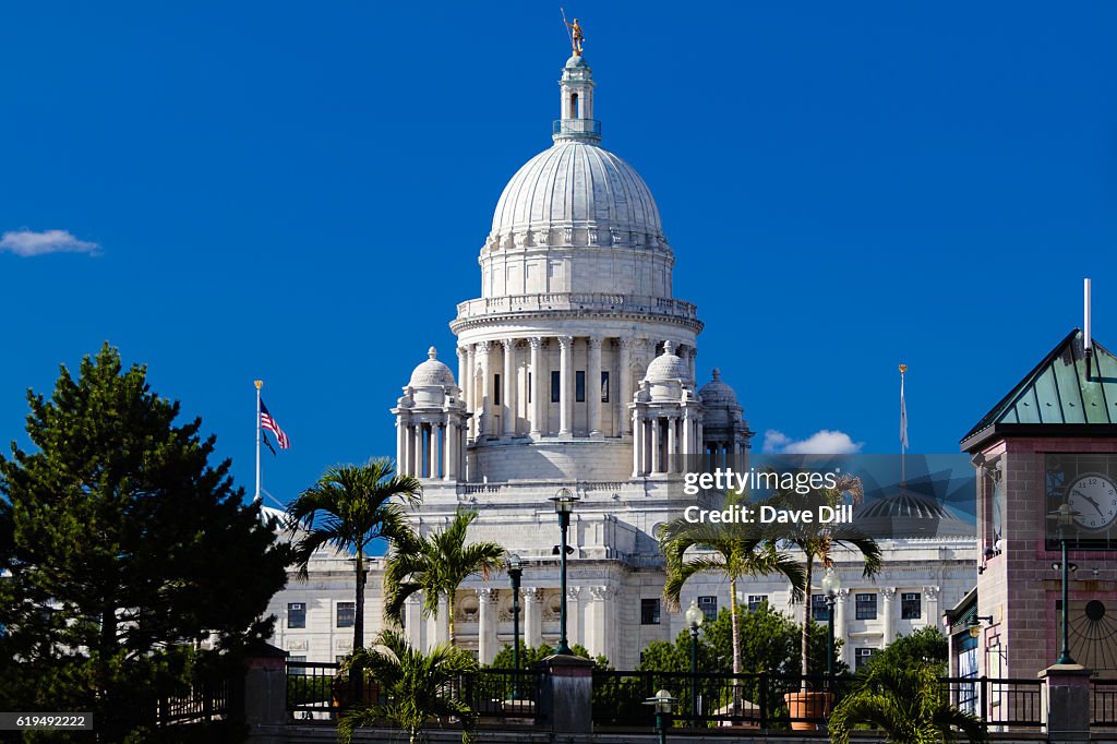 RI State House From Waterplace Park View