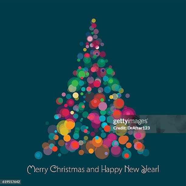 weihnachtsbaum auf dunklem hintergrund - weihnachtsbaum stock-grafiken, -clipart, -cartoons und -symbole