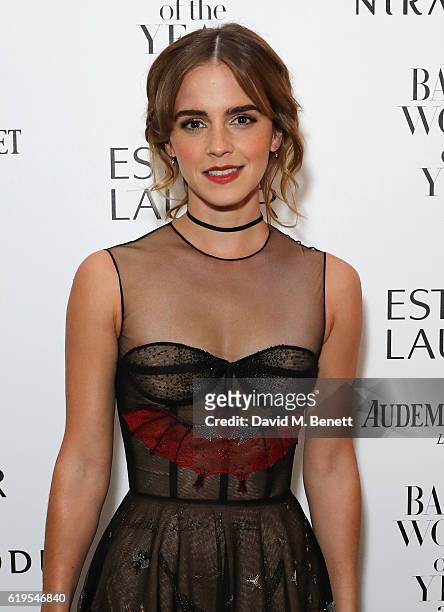 Emma Watson attends the Harper's Bazaar Women of the Year Awards 2016 at Claridge's Hotel on October 31, 2016 in London, England.