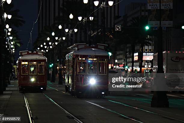 canal street trams - canal street new orleans stock pictures, royalty-free photos & images