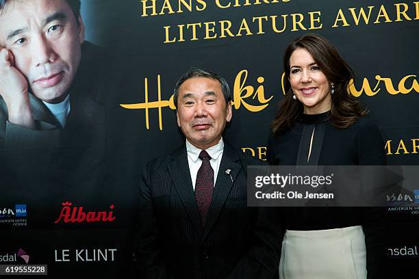 Japanese author Haruki Murakami together with Crown Princess Mary of Denmark during the H. C. Andersen Literature Award presentation to Murakami at...