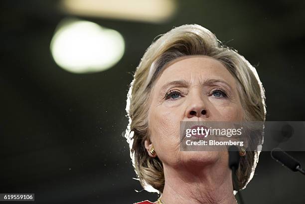 Hillary Clinton, 2016 Democratic presidential nominee, speaks during a campaign event in Cleveland, Ohio, U.S., on Monday, Oct. 31, 2016. As...