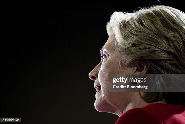 Hillary Clinton, 2016 Democratic presidential nominee, speaks during a campaign event in Cleveland, Ohio, U.S., on Monday, Oct. 31, 2016. As...