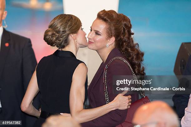 Queen Letizia of Spain and Princess Lalla Salma of Morocco attend the 2016 World Cancer Congress Delegate Services at Palais des Congres on October...