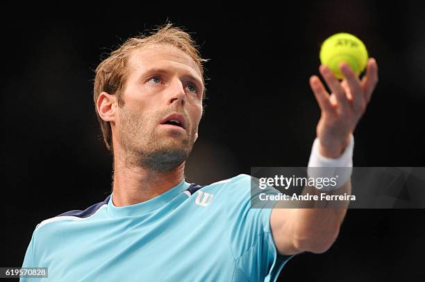 Stephane Robert during the Mens Singles first round match on day one of the BNP Paribas Masters at Hotel Accor Arena Bercy on October 31, 2016 in...