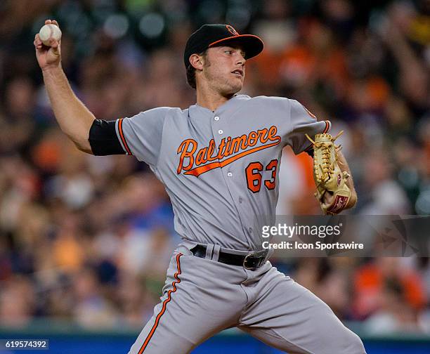 Baltimore Orioles starting pitcher Tyler Wilson delivers the pitch in the second inning of a MLB baseball game against the Houston Astros, Wednesday,...
