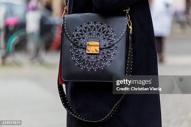 Black Furla bag on October 31, 2016 in Berlin, Germany.