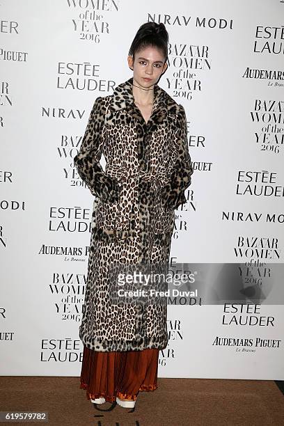 Grimes attends Harper's Bazaar Women Of The Year Awards at Claridge's Hotel on October 31, 2016 in London, England.