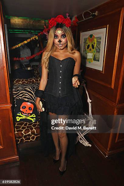 Dionne Bromfield attends Fran Cutler's Halloween Party supported by Belvedere Vodka at Albert's Club on October 31, 2016 in London, England.