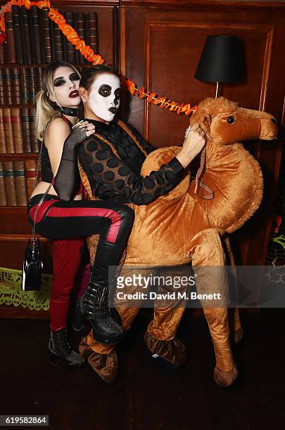 Lilyella Zender and Melanie Blatt attend Fran Cutler's Halloween Party supported by Belvedere Vodka at Albert's Club on October 31, 2016 in London,...