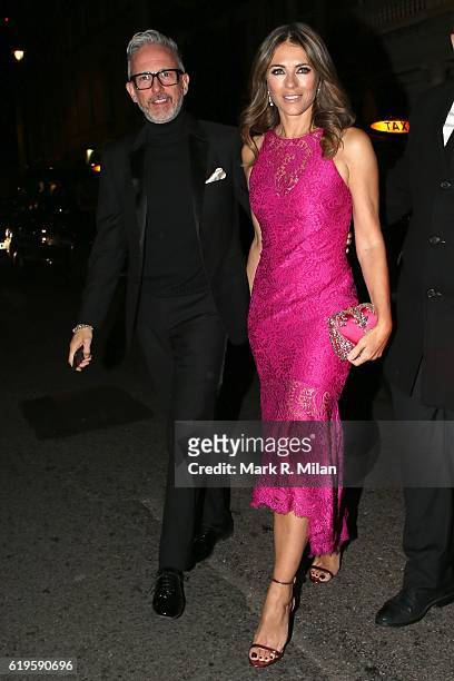 Patrick Cox and Elizabeth Hurley attending the Harper's Bazaar Women of the Year Awards on October 31, 2016 in London, England.