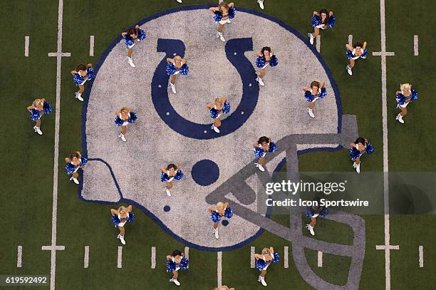 Indianapolis Colts cheerleaders performs during the NFL game between the Kansas City Chiefs and Indianapolis Colts on October 30 at Lucas Oil Stadium...