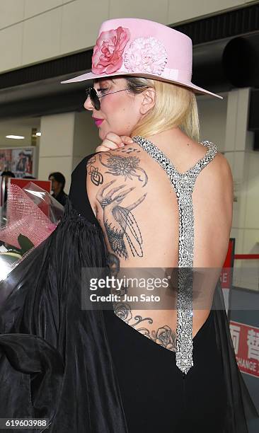 Lady Gaga is seen upon arrival at Narita International Airport on November 1, 2016 in Narita, Japan.