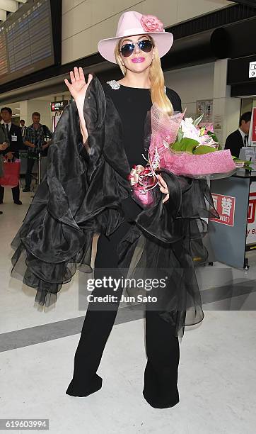 Lady Gaga is seen upon arrival at Narita International Airport on November 1, 2016 in Narita, Japan.