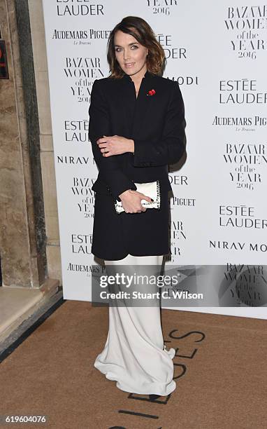 Victoria Pendleton attends Harper's Bazaar Women Of The Year Awards at Claridge's Hotel on October 31, 2016 in London, England.