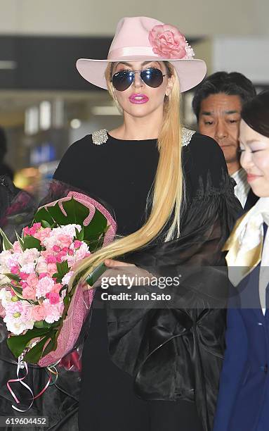 Lady Gaga is seen upon arrival at Narita International Airport on November 1, 2016 in Narita, Japan.