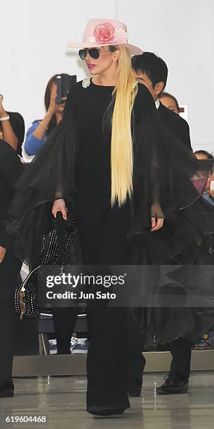 Lady Gaga is seen upon arrival at Narita International Airport on November 1, 2016 in Narita, Japan.