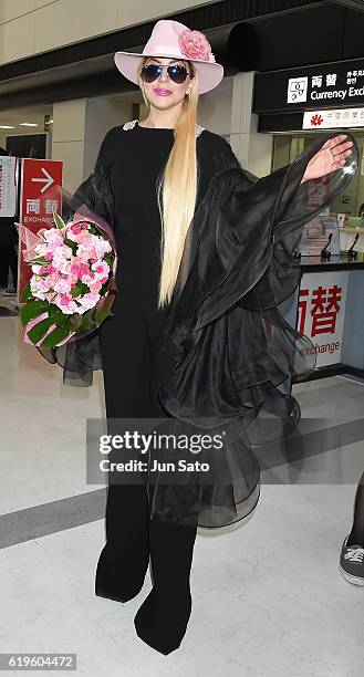 Lady Gaga is seen upon arrival at Narita International Airport on November 1, 2016 in Narita, Japan.