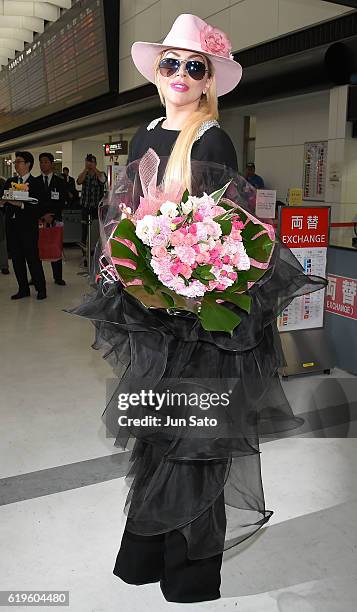 Lady Gaga is seen upon arrival at Narita International Airport on November 1, 2016 in Narita, Japan.